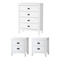 Oikiture 4 Drawers and 2 Bedside Tables Vintage Bedroom Set White