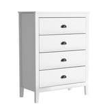 Oikiture 4 Chest of Drawers and 2 Bedside Tables Vintage Bedroom Set White - Close-Up Angle