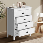 Oikiture 4 Drawers and 2 Bedside Tables Vintage Bedroom Set White