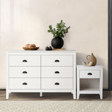 Oikiture 6 Chest of Drawers and Bedside Table Vintage Bedroom Set - Top-Down View