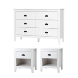 Oikiture 6 Chest of Drawers and 2 Bedside Tables Vintage Bedroom Set