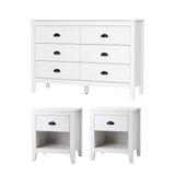 Oikiture 6 Chest of Drawers and 2 Bedside Tables Vintage Bedroom Set