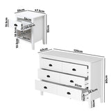 Oikiture 6 Chest of Drawers and 2 Bedside Tables Vintage Bedroom Set - Side View