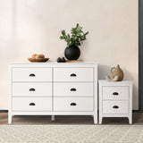 Oikiture 6 Chest of Drawers and Bedside Table Vintage Bedroom Set White