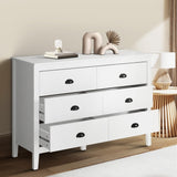 Oikiture 6 Chest of Drawers and 2 Bedside Tables Vintage Bedroom Set White - Top-Down View