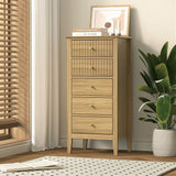 Oikiture 5 Chest of Drawers Dresser Tallboy Storage Cabinet Natural