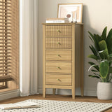 Oikiture 5 Chest of Drawers Dresser Tallboy Storage Cabinet Natural - Low Angle