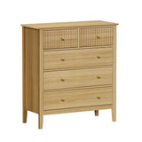 Oikiture 5 Chest of Drawers Dresser Storage Cabinet Tallboy Natural