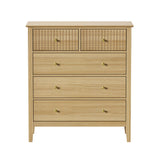 Oikiture 5 Chest of Drawers Dresser Storage Cabinet Tallboy Natural