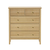 Oikiture 5 Chest of Drawers Dresser Storage Cabinet Tallboy Natural - 45-Degree Angle