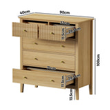 Oikiture 5 Chest of Drawers Dresser Storage Cabinet Tallboy Natural - Low Angle