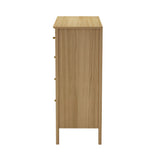 Oikiture 5 Chest of Drawers Dresser Storage Cabinet Tallboy Natural - Front View