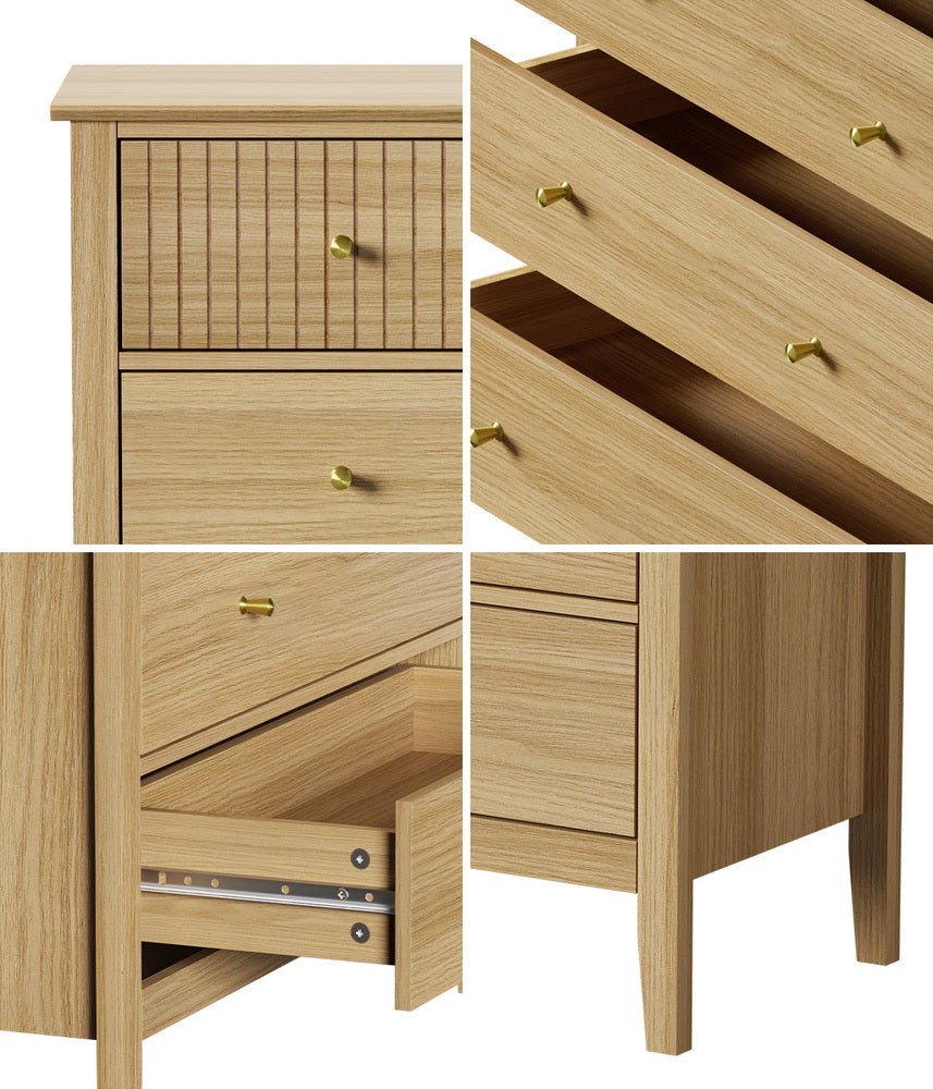 Oikiture 5 Chest of Drawers Dresser Storage Cabinet Tallboy Natural