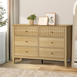 Oikiture 6 Chest of Drawers Dresser Tallboy Natural - Close-Up Angle