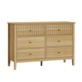 Oikiture 6 Chest of Drawers Dresser Tallboy Natural