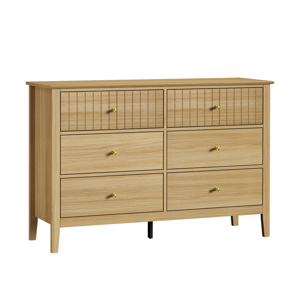 Oikiture 6 Chest of Drawers Dresser Tallboy Natural