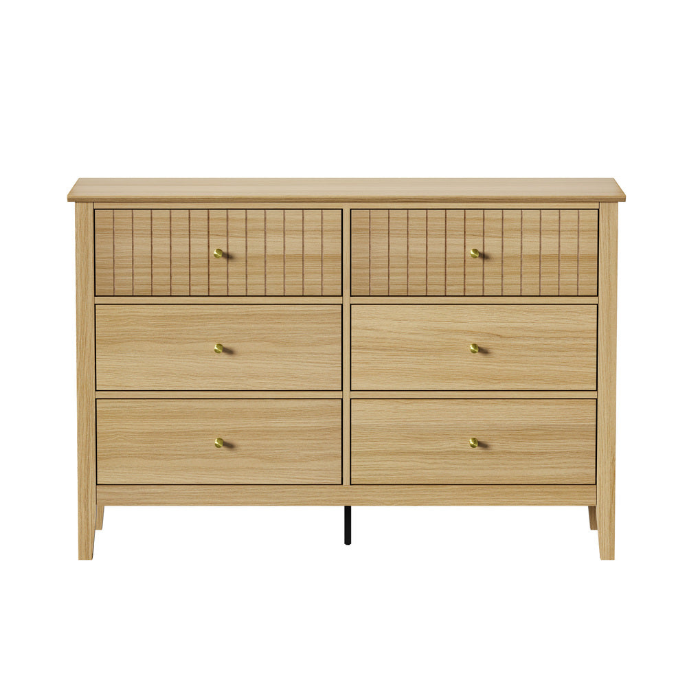 Oikiture 6 Chest of Drawers Dresser Tallboy Natural