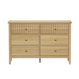 Oikiture 6 Chest of Drawers Dresser Tallboy Natural - Front View
