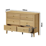 Oikiture 6 Chest of Drawers Dresser Tallboy Natural - 45-Degree Angle