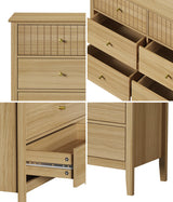 Oikiture 6 Chest of Drawers Dresser Tallboy Natural - Extra Image