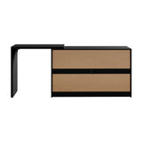 Oikiture 6 Chest of Drawers Dresser with Side Table Black