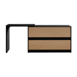 Oikiture 6 Chest of Drawers Dresser with Side Table Black - Rear View