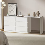 Oikiture 6 Chest of Drawers Dresser with Side Table White