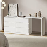 Oikiture 6 Chest of Drawers Dresser with Side Table White - Rear View
