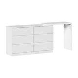 Oikiture 6 Chest of Drawers Dresser with Side Table White