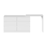 Oikiture 6 Chest of Drawers Dresser with Side Table White - Front View