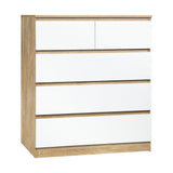 Oikiture 5 Chest of Drawers Tallboy Cabinet Dresser Table Wooden White Furniture