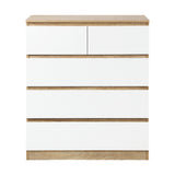 Oikiture 5 Chest of Drawers Tallboy Cabinet Dresser Table Wooden White Furniture