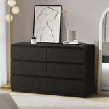 Oikiture 6 Chest of Drawers Lowboy Dresser Table Bedroom Black - Low Angle