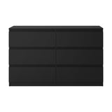 Oikiture 6 Chest of Drawers Lowboy Dresser Table Bedroom Black - 45-Degree Angle