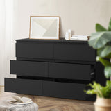 Oikiture 6 Chest of Drawers Lowboy Dresser Table Bedroom Black - Front View