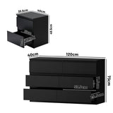 Oikiture 6 Chest of Drawers and Bedside Table Cabinet Bedroom Set Black - 45-Degree Angle