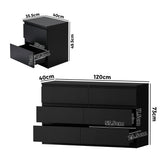 Oikiture 6 Chest of Drawers and 2 Bedside Tables Bedroom Set Black