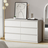 Oikiture 6 Chest of Drawers Lowboy Dresser Table Bedroom White - Rear View