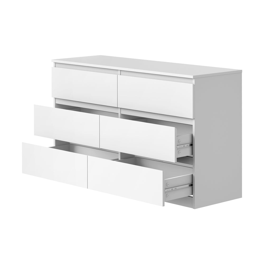Oikiture 6 Chest of Drawers Lowboy Dresser Table Bedroom White