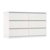 Oikiture 6 Chest of Drawers and Bedside Table Cabinet Bedroom Set White - Close-Up Angle
