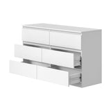 Oikiture 6 Chest of Drawers and Bedside Table Cabinet Bedroom Set White - Rear View