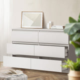 Oikiture 6 Chest of Drawers and Bedside Table Cabinet Bedroom Set White - Low Angle