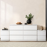 Oikiture 6 Chest of Drawers and 2 Bedside Tables Bedroom Set White - Side View
