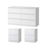 Oikiture 6 Chest of Drawers and 2 Bedside Tables Bedroom Set White