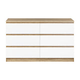 Oikiture 6 Chest of Drawers Tallboy Cabinet Dresser Table Wooden White Furniture - Close-Up Angle