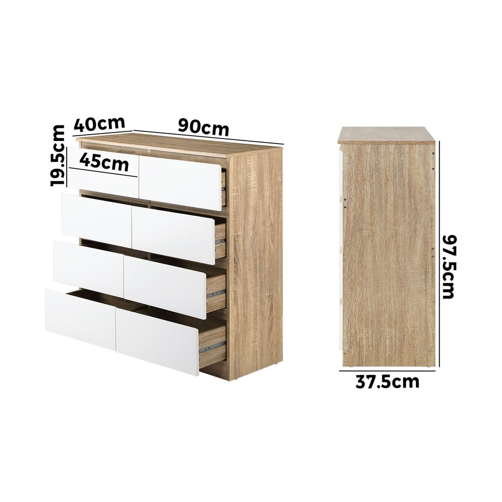 Oikiture Chest of Drawers 8 Drawers Tallboy