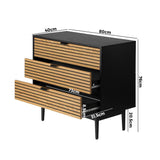 Oikiture 3 Chest of Drawers Dresser Table Lowboy - Rear View