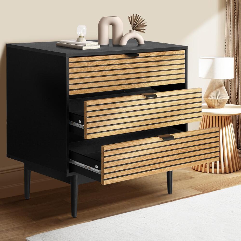 Oikiture 3 Chest of Drawers Dresser Table Lowboy