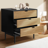 Oikiture 3 Chest of Drawers Dresser Table Lowboy - Close-Up Angle