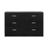 Oikiture 6 Chest of Drawers Aluminum Handles Black - Low Angle